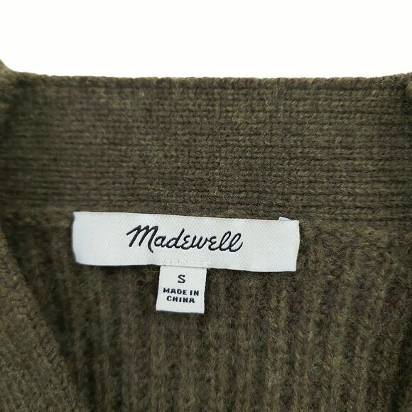 Madewell Henley Sweater Dress Womens Small Olive Green Merino Wool Blend Knitted - Picture 8 of 13
